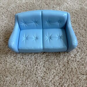 Mattel Dollhouse Furniture Blue Loveseat Couch‎ Miniature Kids Toy